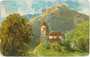 Burg Freundsberg von Norden. Chromolithographie 9 x 14 cm; Entwurf: anonymer Künstler; postalisch befördert 1906.  Inv.-Nr. vu914clg00006