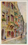 Ehemaliges Haus von Nikolaus Haidl, dem im 15. Jh. lebenden Leibwächter („Burgriese“ genannt) von Herzog Sigmund in der Hofgasse. Farbautotypie nach Original von Eduard F. Hofecker, Verlag Wilhelm Stempfle, Innsbruck, 1911.  Inv.-Nr. vu914fat00018