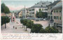 Oberer Stadtplatz in der Bezirkshauptstadt Kufstein, Gefürst. Grafsch. (hte. Bundesland) Tirol mit Gasthof "Egger". Kombinationsfarbdruck 9 x 14 cm; Verlag der Kunstanstanstalt Hermann Ludewig, Leipzig um 1900.  Inv.-Nr. vu914kfd00050