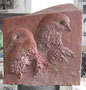 Auftragsarbeit "VIER VÖGEL", 2009,  Betonguss 45/40/40 cm, Standort Sydbank, Flensburg