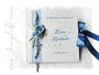 Gästebuch Erstkommunion Blaue Rosen, Perlen, Bänder, Kreuzanhänger, Leseband, Schleifenverschluss, 21cm x 21cm, 64 Seiten weiß