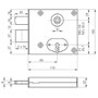 Gartentür-Kastenschloss - SCHÄNIS Modell 2003G - Dornmass 65 mm - Nuss 8 mm - mit hebender Falle - inkl. Drückergarnitur