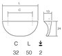 Möbelgriff - Modell 2235 - Lochabstand 32 mm - C=Lochabstand - L=Länge