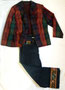 Eine besondere Kombination: Hochwertiger Blazer von Seidel in  Herbsttönen und dazu die Jeans von mergler mit Bordüren am Saum.