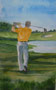 Golfer "Übers Wasser",Aquarell,19x14,2009 (Privatbesitz)