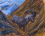 Steinbock,Acrylgravur auf Leichtschaumplatte,24x30,2013 (verkauft)