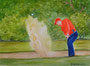 Golfer "Aus dem Bunker",Aquarell,14x19,2009