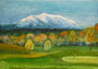 Golfclub Föhrenwald mit Schneeberg,Pigmentlasur,50x70,2012