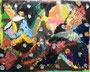 『沈丁花の咲く夜は』　オイルパステル・ソフトパステル（下地）・アクリル　F0  (18x14cm)