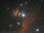 Pferdekopfnebel (B33) in IC434 und Flammennebel (NGC 2024) im Sternbild Orion am 13.12.2010, Canon EOS 450Da an InED70 auf Celestron CGEM, F=420 mm, f/6, 10x600sec, ISO 800, Guiding mit Lacerta M-GEN am 9x60mm Sucher