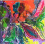 Fleur pop 30 x 30 -Acrylique-glacis aux encres