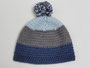 Mütze blau-grau-hellblau Bommel