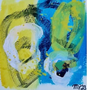 Kleine Freuden V, 2023, Acryl auf Büttenpapier, 15x15 cm, gerahmt in weißem Rahmen (22,5x22,5 cm) mit weißem Passepartout, 130 € inkl. Rahmen