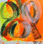 Kleine Freuden X, 2023, Acryl auf Büttenpapier, 15x15 cm, gerahmt in weißem Rahmen (25x25 cm) mit weißem Passepartout, 130 € inkl. Rahmen
