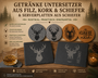 Handgefertigte Servierplatte und Untersetzer aus Holz und Schiefer
