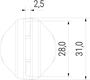 Kühlmittel Flachdüse mit Schlitz 28x2,5mm gerader Strahl (2-DU-SL-31-GS) technische Zeichnung Frontansicht