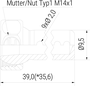 Düse 90° 9x Ø2,0mm (1-DU-90-9) technische Zeichnung Seitenansicht