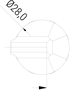 Kühlmitteldüse 90° gerade mit Bohrungen 8x Ø4,0mm (2-DU-LL-90-8) technische Zeichnung Frontansicht
