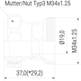 Grundelement L=37,0 (3-GE) technische Zeichnung Seitenansicht