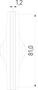Kühlmittel Flachdüse mit Schlitz 81x1,2mm gerader Strahl (2-DU-SL-87-GS-1.2) technische Zeichnung Frontansicht