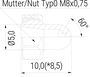 Düse 60° 1x Ø1,5mm (0-DU-60-1.5) technische Zeichnung Seitenansicht