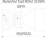 Kühlmittel Flachdüse mit Schlitz 28x2,5mm gerader Strahl (2-DU-SL-31-GS) technische Zeichnung Seitenansicht