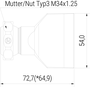 Flachdüse mit Schlitz 48x1,0mm gerader Strahl (3-DU-SL-55-GS-1.0) technische Zeichnung Seitenansicht
