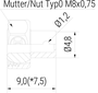 Düse 90° 1x Ø1,2mm (0-DU-90-1) technische Zeichnung Seitenansicht
