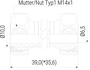 Grundelement L=39,0 (1-GE-2-DK) technische Zeichnung Seitenansicht