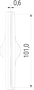Kühlmittel Flachdüse mit Schlitz 101x0,6mm gerader Strahl (2-DU-SL-107-GS-0.6) technische Zeichnung Frontansicht