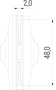 Kühlmittel Flachdüse mit Schlitz 48x2,0mm gerader Strahl (2-DU-SL-55-GS) technische Zeichnung Frontansicht