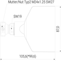 Kühlmittel Flachdüse mit Schlitz 81x2,0mm gerader Strahl (2-DU-SL-87-GS) technische Zeichnung Seitenansicht