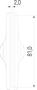 Kühlmittel Flachdüse mit Schlitz 81x2,0mm gerader Strahl (2-DU-SL-87-GS) technische Zeichnung Frontansicht