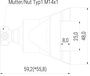 Flachdüse Schlitz 23x1,0mm mit seitlicher Kühlung (1-DU-1912-SA) technische Zeichnung Seitenansicht