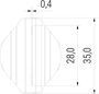 Kühlmittel Flachdüse mit Schlitz 28x0,4mm gerader Strahl (2-DU-SL-40-GS-0.4) technische Zeichnung Frontansicht
