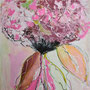 Flower love I, 2023,  24x17 cm, Acrylstifte auf Büttenpapier, gerahmt mit Passepartout 230 €