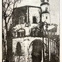 "Alter Turm, Mettlach",Radierung auf Büttenpapier, Heliogravüre, Aquatinta, Kaltnadel,  30 x 20 cm