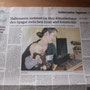 Ich lasse mich mit dem Scheinpullover für die Zeitung ablichten. Nicht ein Mensch fragt mich was das soll.