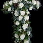 Kreuz mit weissen Rosen  60cm ohne Schleife 145.- 