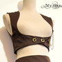 My Oppa gilet Bolero veste steampunk sous poitrine doré boutons, veston jacket harnais