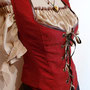 My Oppa gilet long rouge veste steampunk laçage medieval veston jacket