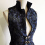 My Oppa gilet Bolero veste steampunk fleurs bleu boutons, veston jacket victorien amazone cavaliere, sorcière medieval