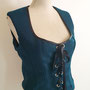 My Oppa gilet long bleu veste steampunk laçage medieval veston jacket