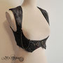 My Oppa gilet Bolero veste steampunk sous poitrine noir barman boutons, veston jacket harnais 
