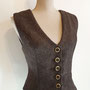 My Oppa gilet Bolero veste steampunk double boutonnage marron gros boutons, veston jacket victorien amazone cavaliere, retro victorian