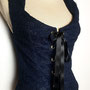 My Oppa gilet long bleu veste steampunk laçage medieval veston jacket