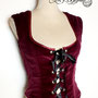 Gilet gros oeillets velours laçage steampunk bordeaux rouge my oppa creation vêtement clothes