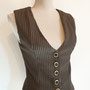 My Oppa gilet Bolero veste steampunk double boutonnage marron gavroche, veston jacket victorien amazone cavaliere, retro victorian
