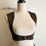 My Oppa gilet Bolero veste steampunk sous poitrine doré boutons, veston jacket harnais