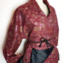 My Oppa veste kimono casual steampunk japonais rose, + ceinture obi  coat jacket large manche fleurs, mariage cérémonie lolita